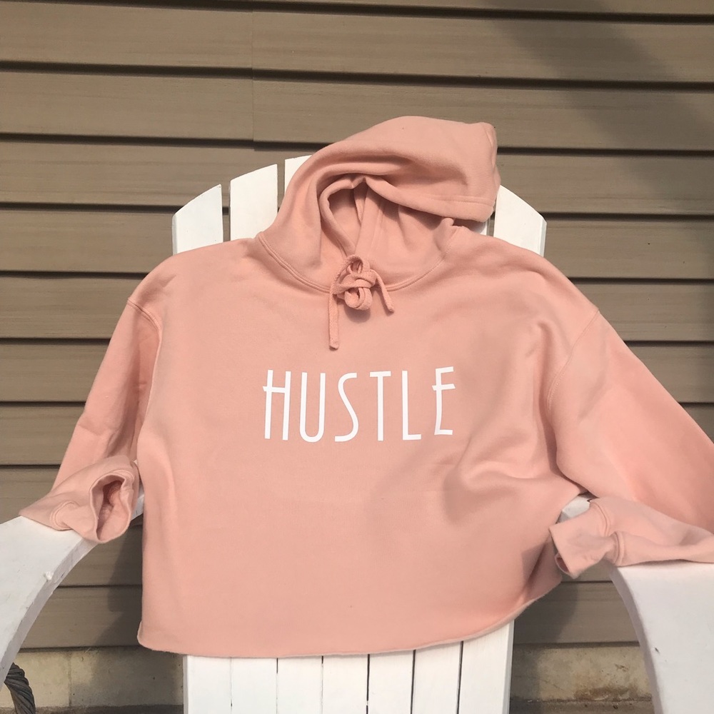 Hustle Cropped Peach Hoodie - Picture 5 of 6